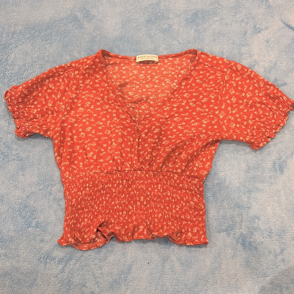 Cropped floral v top